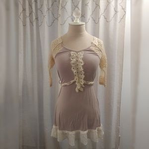 Buckle Dress: Lace baseball sleeve